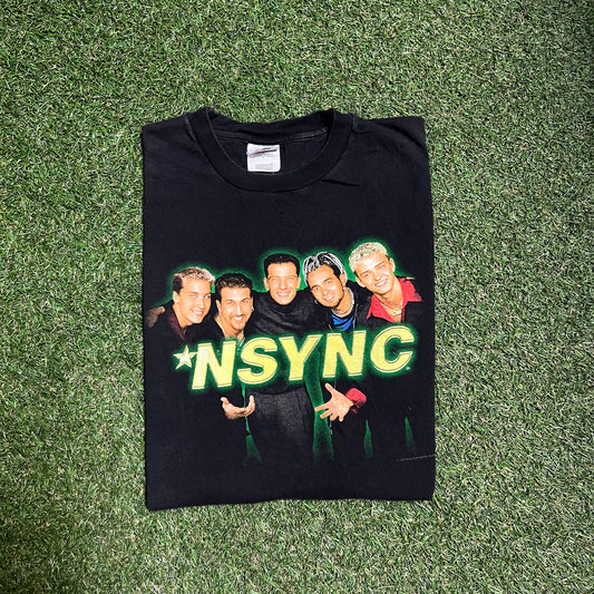 1998 N Sync World Tour Black Tee Size Medium USED v13442