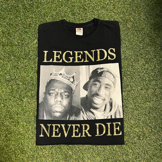 2000's Biggie Tupac Tee Black Size Large USED v12548