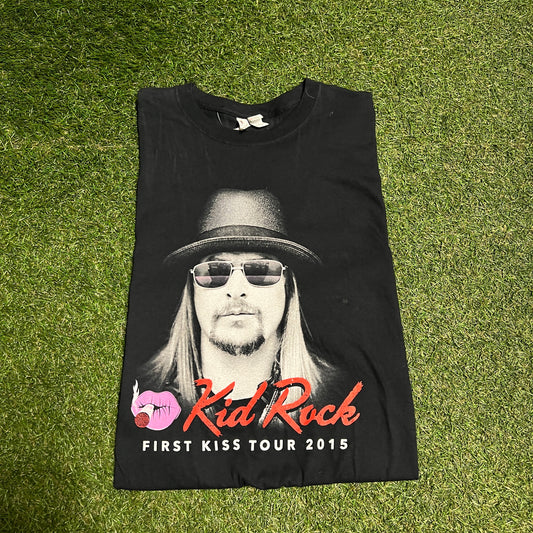 2015 Kid Rock first kiss tour tee black Size XL USED v12372