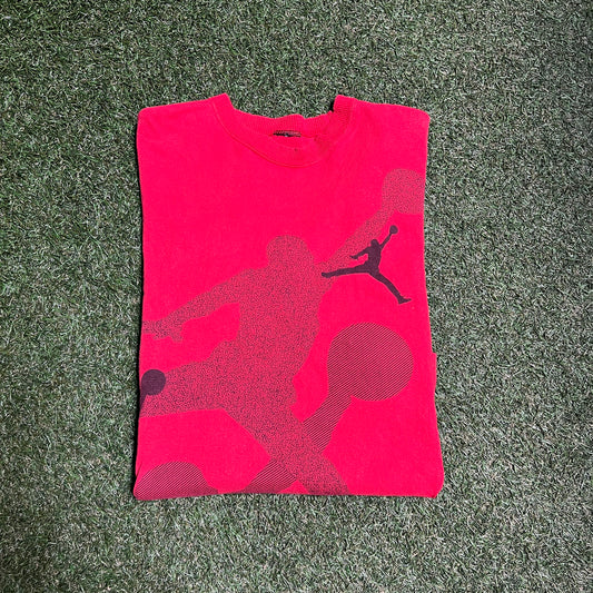 Air Jordan Multiple Jumpan Red Tee Size XL USED v9008