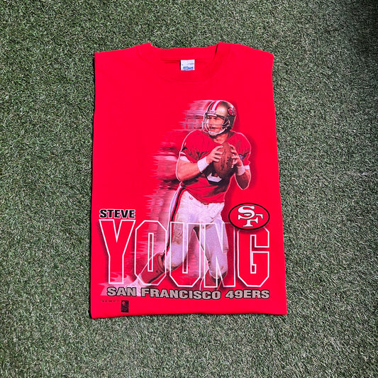 1995 Steve young 49ers tee red Size XL USED v13165