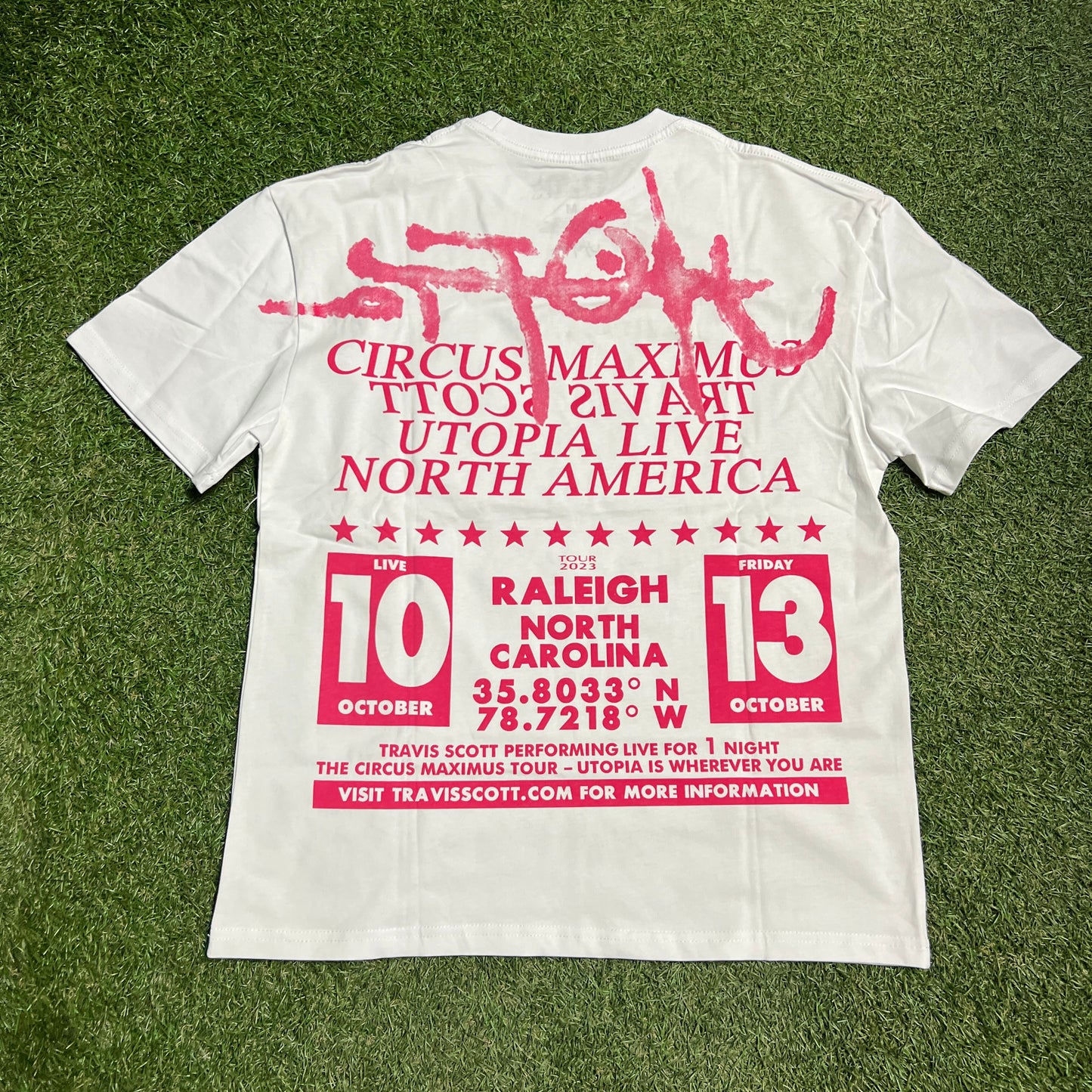 Travis Scott Circus Maximus North Carolina White Tee Size Medium NEW x11755