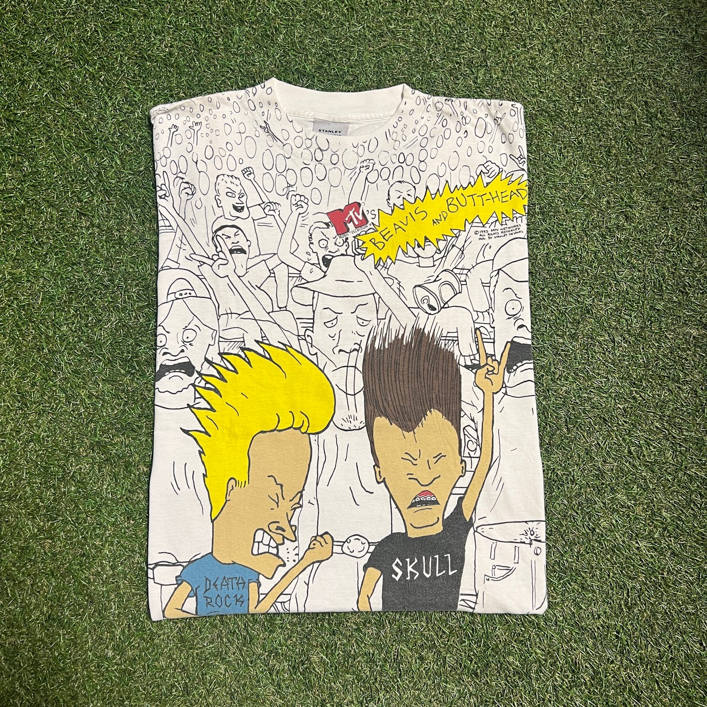 1993 Beavis and Butthead Full Print Concert Tee Size XL USED v14167