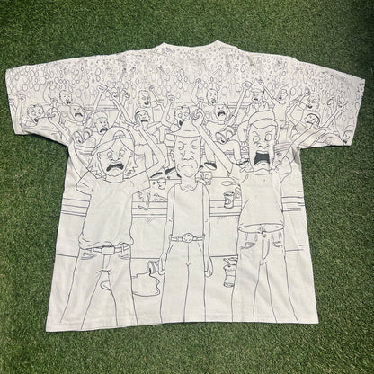 1993 Beavis and Butthead Full Print Concert Tee Size XL USED v14167