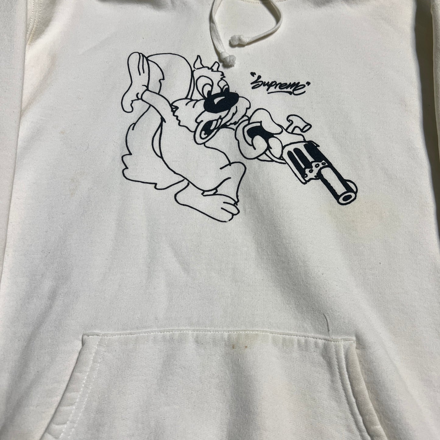 Supreme Lee Quinones Squirrle with Gun White Hoodie Size XL USED x11704