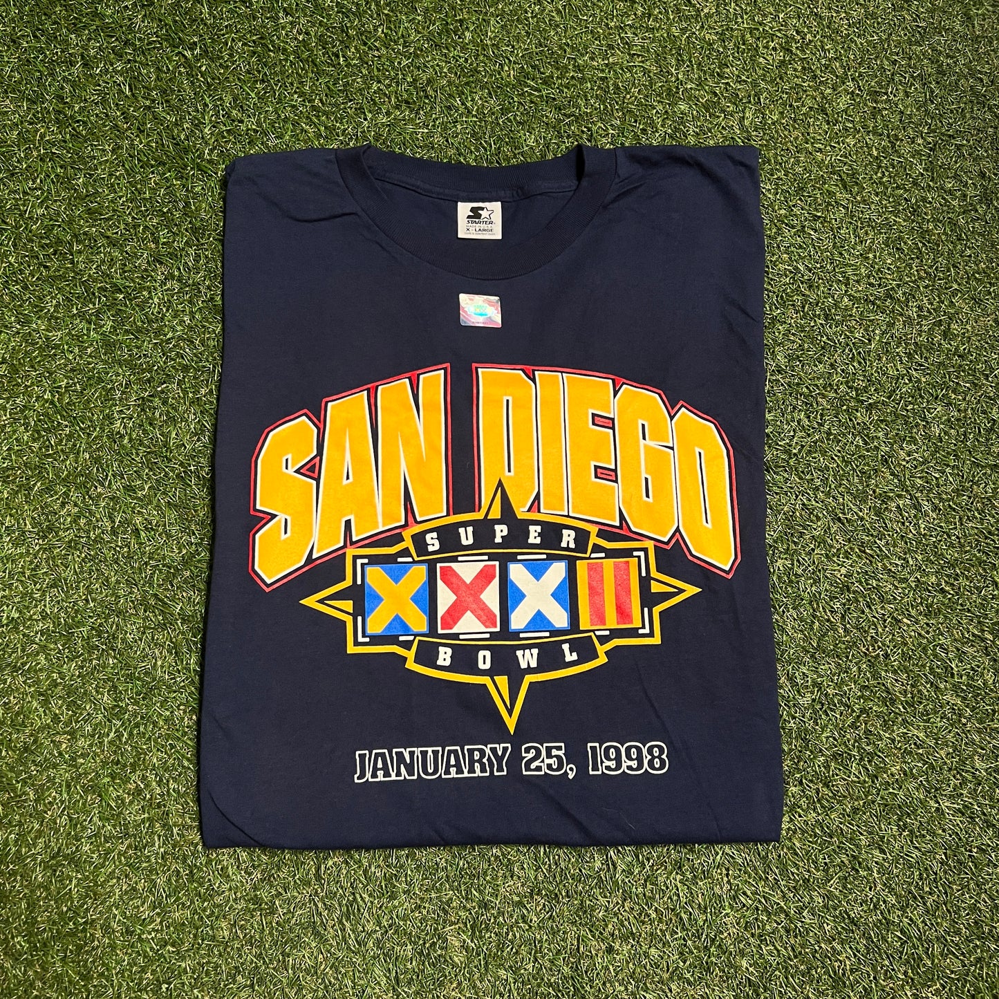 1998 San Diego Super Bowl Navy Tee Size XL NEW v14171