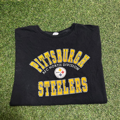 2010s Pittsburgh Steelers AFC North Division Black Tee Size XL USED v15318