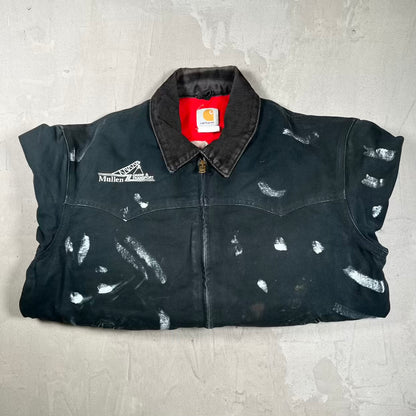 1990s Carhartt Santa Fe Workwear Crane Transport Zip Up Black Jacket Size Large USED v20451