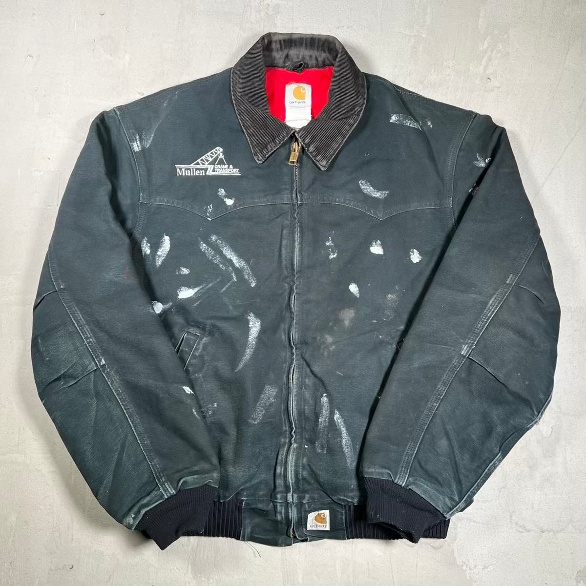 1990s Carhartt Santa Fe Workwear Crane Transport Zip Up Black Jacket Size Large USED v20451
