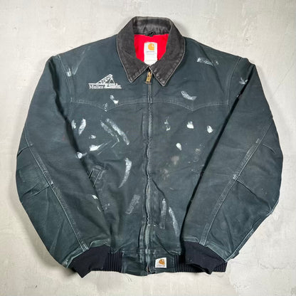 1990s Carhartt Santa Fe Workwear Crane Transport Zip Up Black Jacket Size Large USED v20451