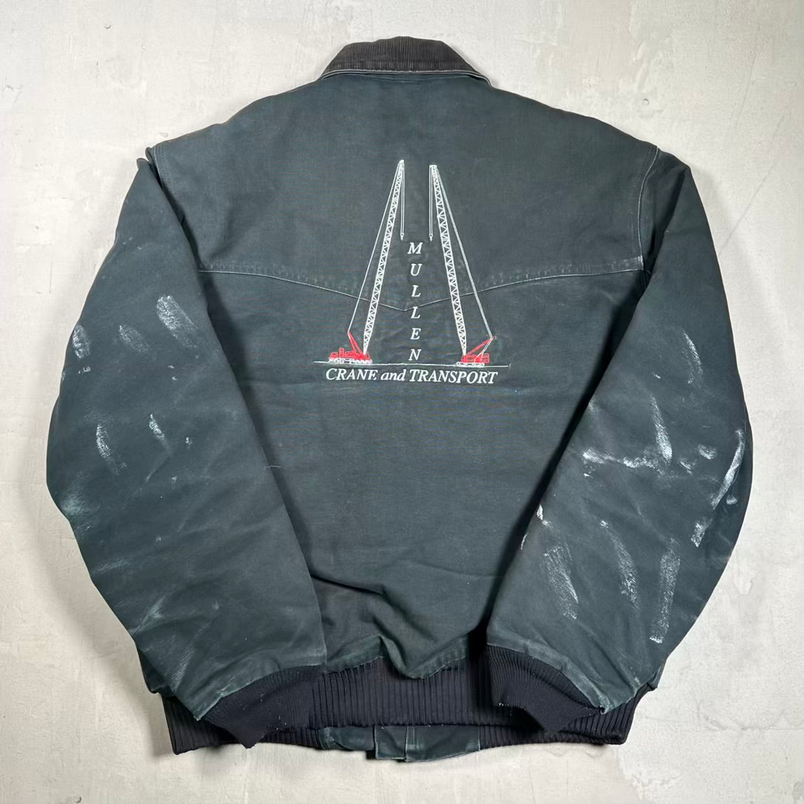 1990s Carhartt Santa Fe Workwear Crane Transport Zip Up Black Jacket Size Large USED v20451