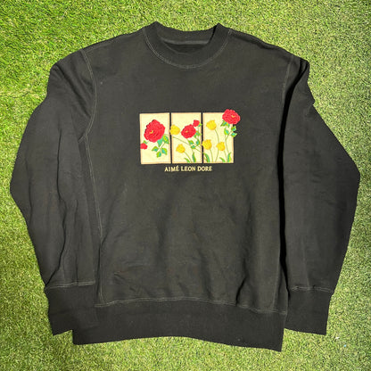 ALD floral portrait crewneck black Size Medium USED x11796