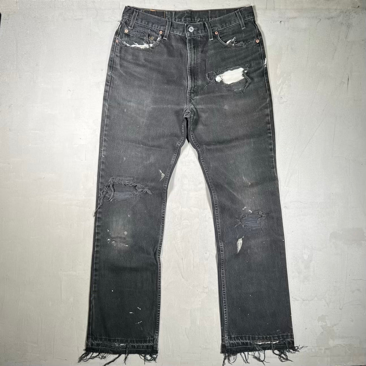 1990s Levis Boot Cut Black Denim Jeans Size 36x34 USED v20453