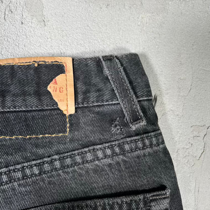 1990s Levis Boot Cut Black Denim Jeans Size 36x34 USED v20453