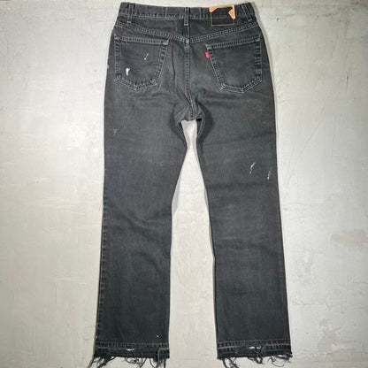 1990s Levis Boot Cut Black Denim Jeans Size 36x34 USED v20453