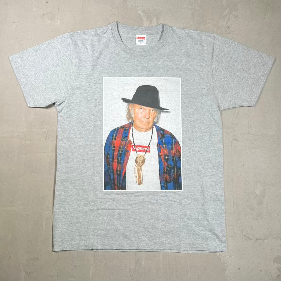 Supreme Neil Young (2015) Photo Grey Tee Size Large USED x18982
