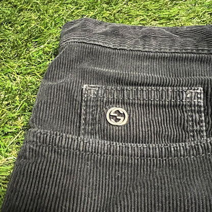 Gucci Black Corduroy Pants Size 44 (mens 30) USED x12780