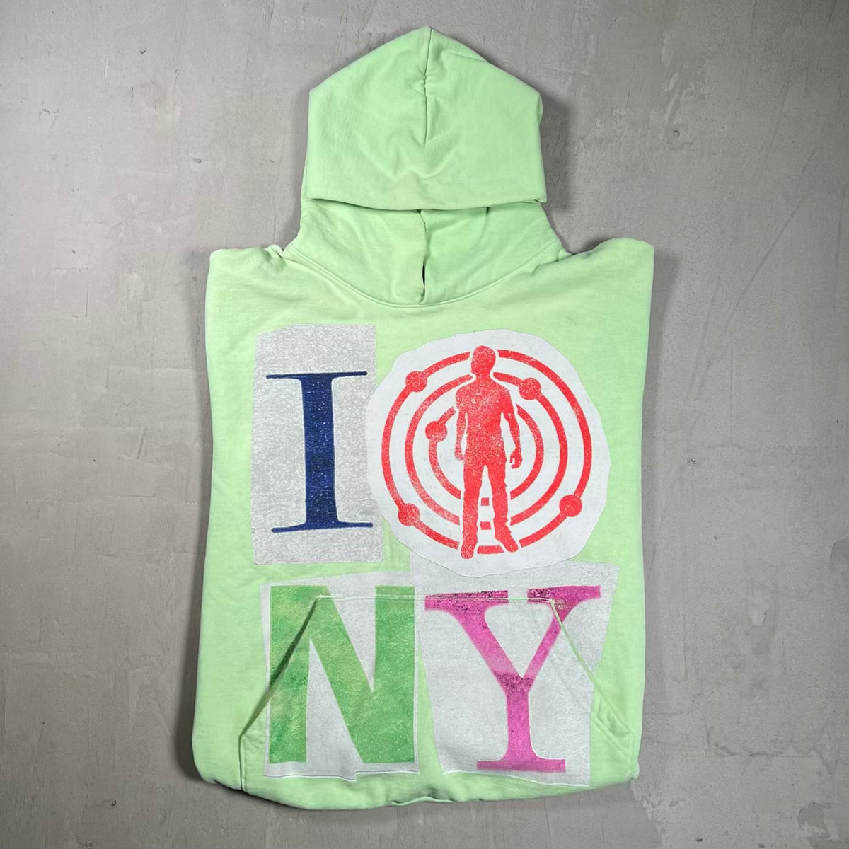 Kid Cudi "I Love New York" Hoodie Lime Green Size Large USED X18991