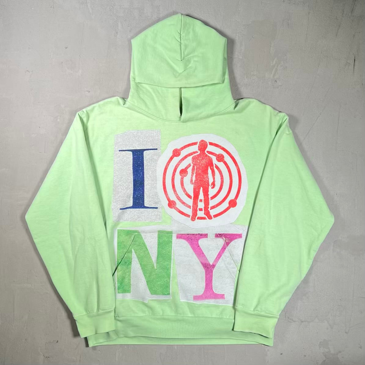 Kid Cudi "I Love New York" Hoodie Lime Green Size Large USED X18991