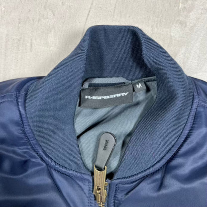 GV Gallery Navy Blue Reversible Bomber Jacket Size Medium USED x18993