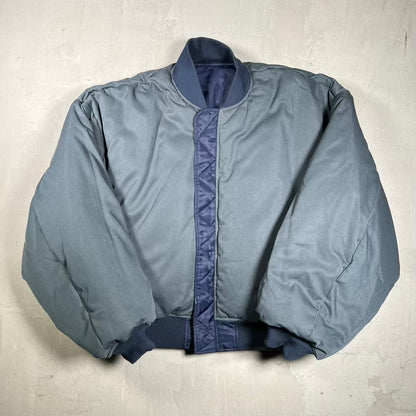 GV Gallery Navy Blue Reversible Bomber Jacket Size Medium USED x18993