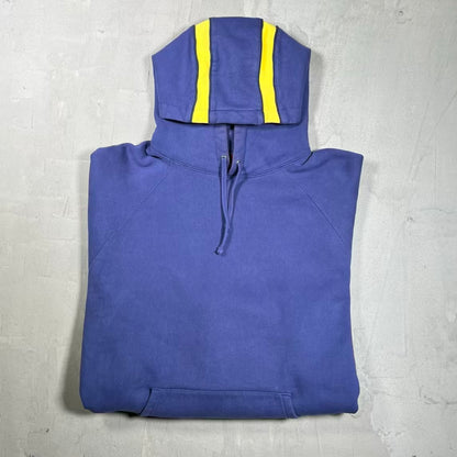 Supreme Paneled Navy Blue/Yellow Pullover Hoodie (2025) Size Medium USED x19033