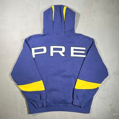Supreme Paneled Navy Blue/Yellow Pullover Hoodie (2025) Size Medium USED x19033