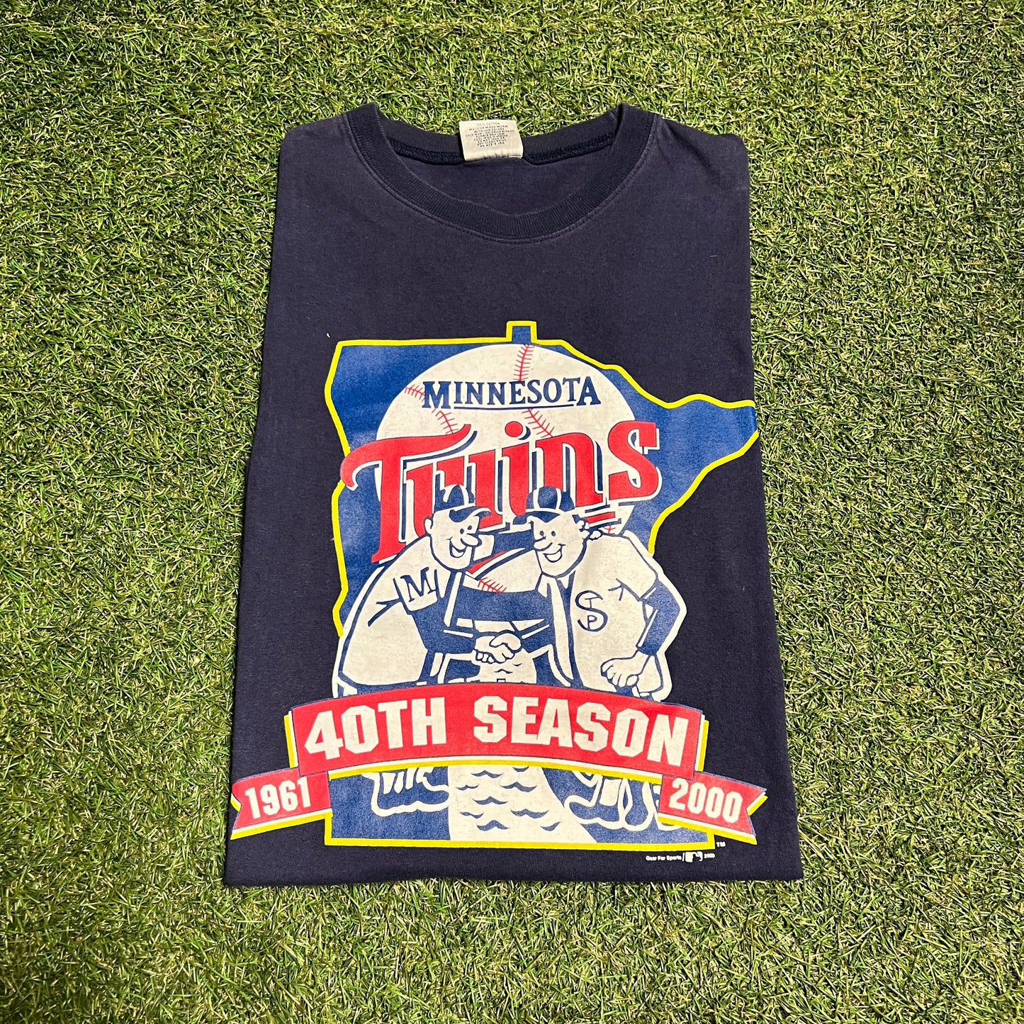 Minnesota Twins 40th Season Tee Navy Size Large USED v14234