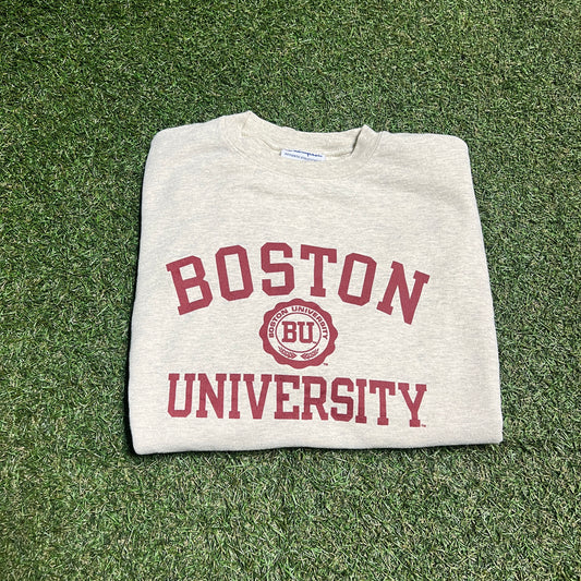 Boston University Champion Grey Cropped Crewneck Size Medium USED v15320