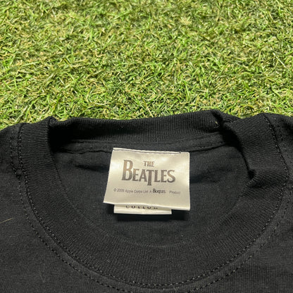 2009 The Beatles British Flag Black Tee Size XXL USED v15317