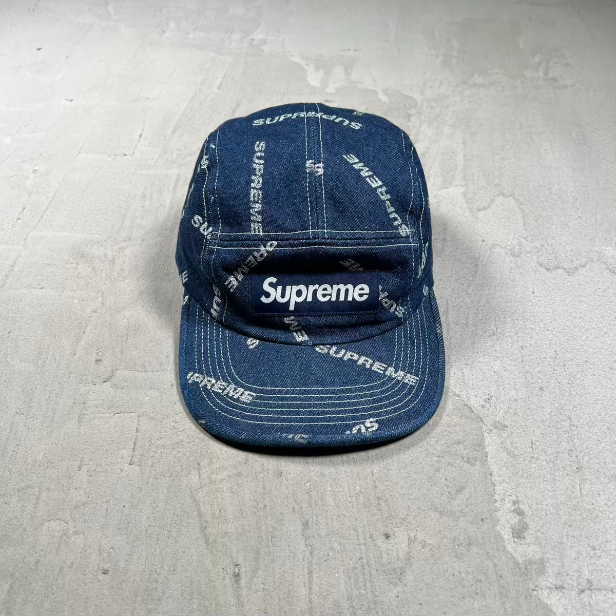 Supreme Glitter Logo Blue Denim Box Logo Hat (2017) NEW x19003