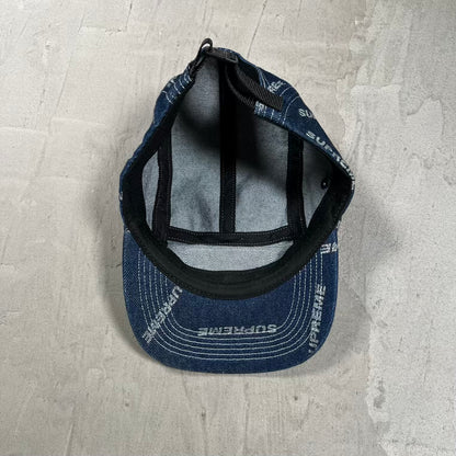 Supreme Glitter Logo Blue Denim Box Logo Hat (2017) NEW x19003