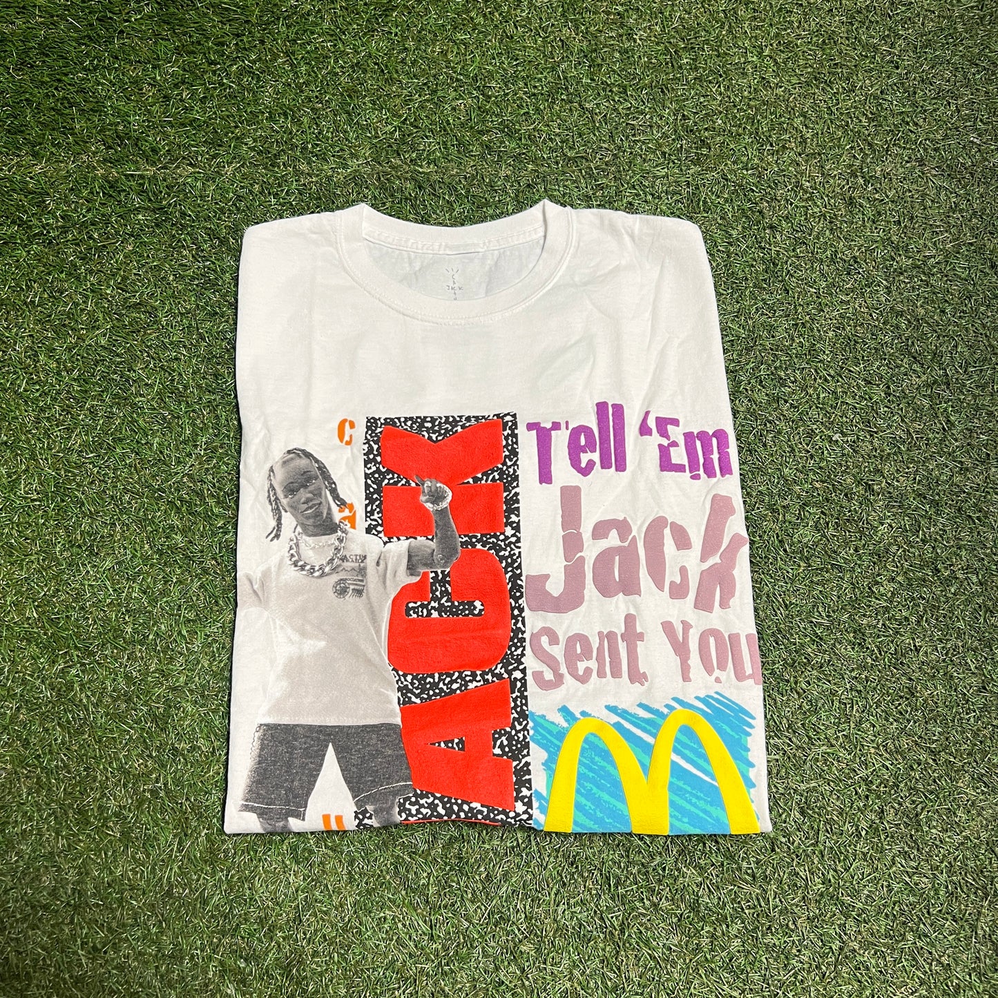 Travis Scott x McDonald's Jack Smile tee white Size Large NEW x11850