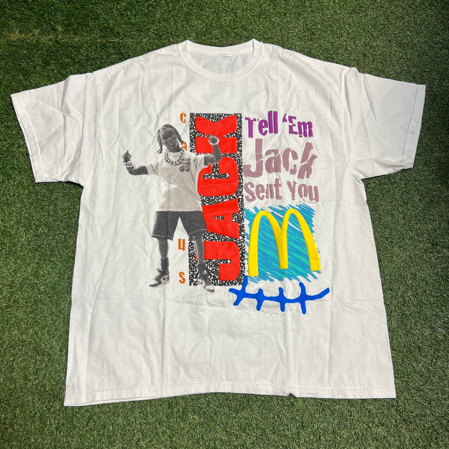 Travis Scott x McDonald's Jack Smile tee white Size Large NEW x11850