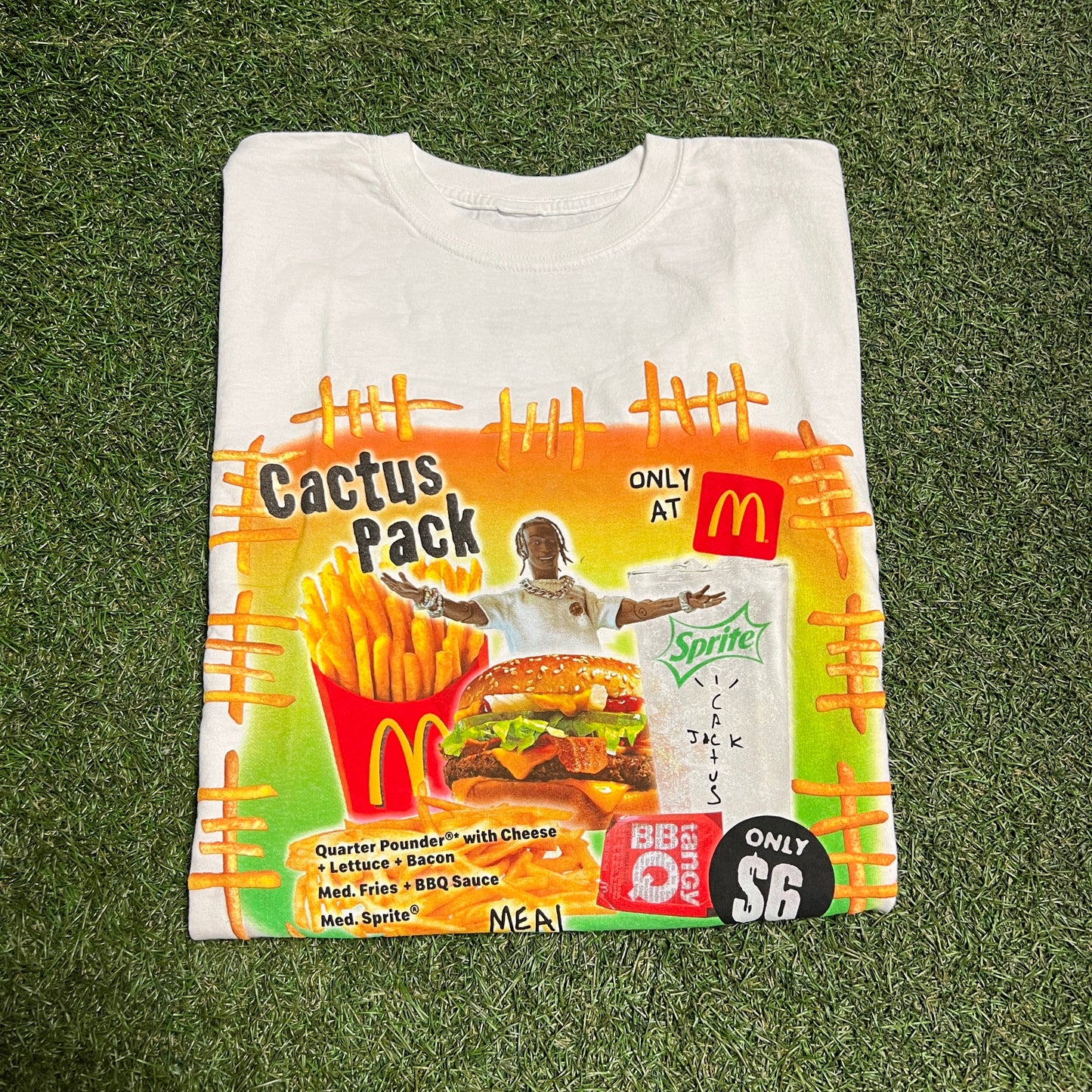 Travis Scott x McDonald's Cactus Pack Vintage Bootleg II tee white Size Large NEW x11849