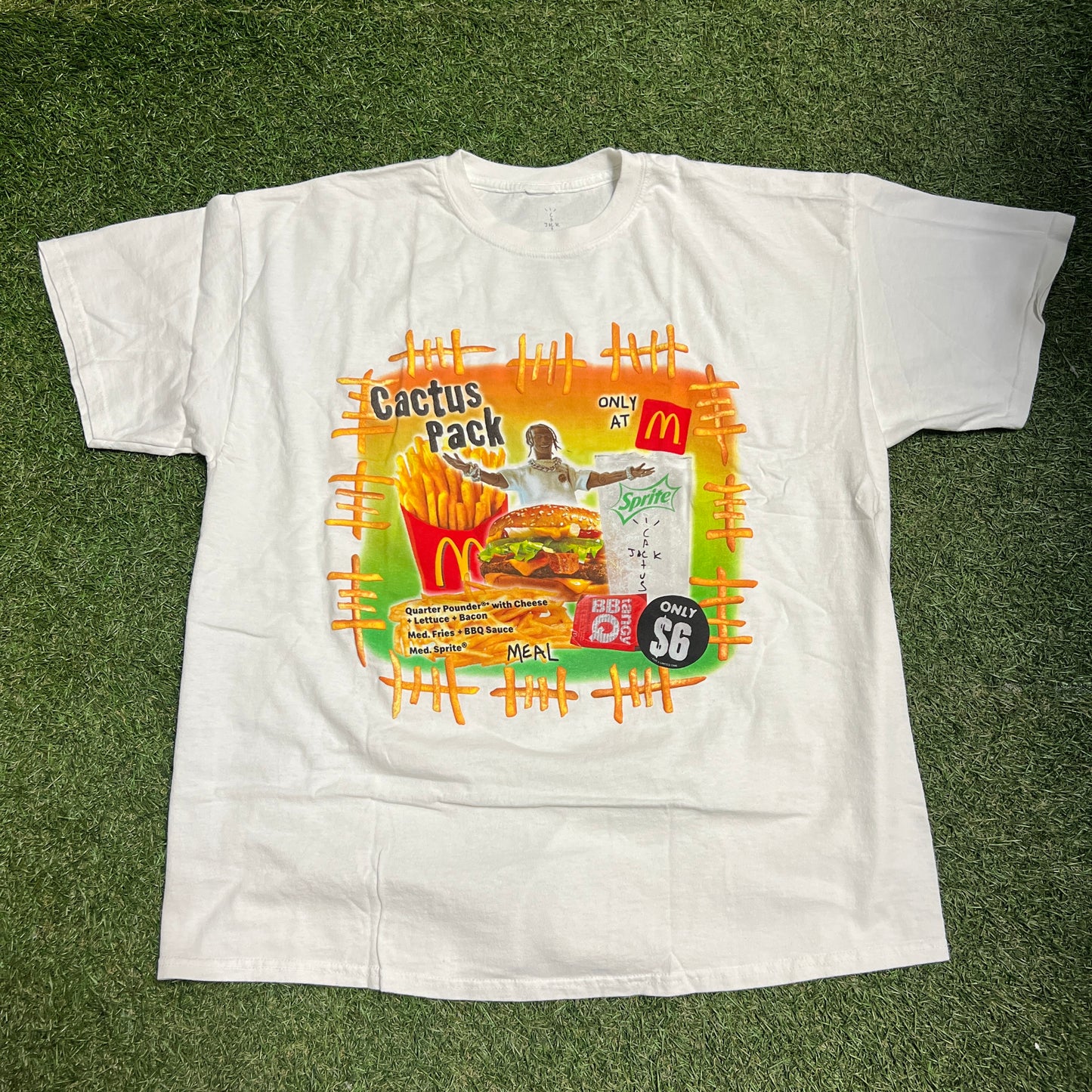 Travis Scott x McDonald's Cactus Pack Vintage Bootleg II tee white Size Large NEW x11849