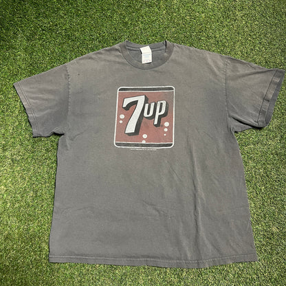 Y2K 7up Promo Grey Tee Size XL USED v15351