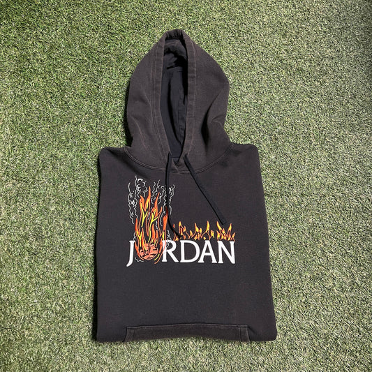 Travis Scott Jordan Flame Hoodie Black Size Medium NEW x1121