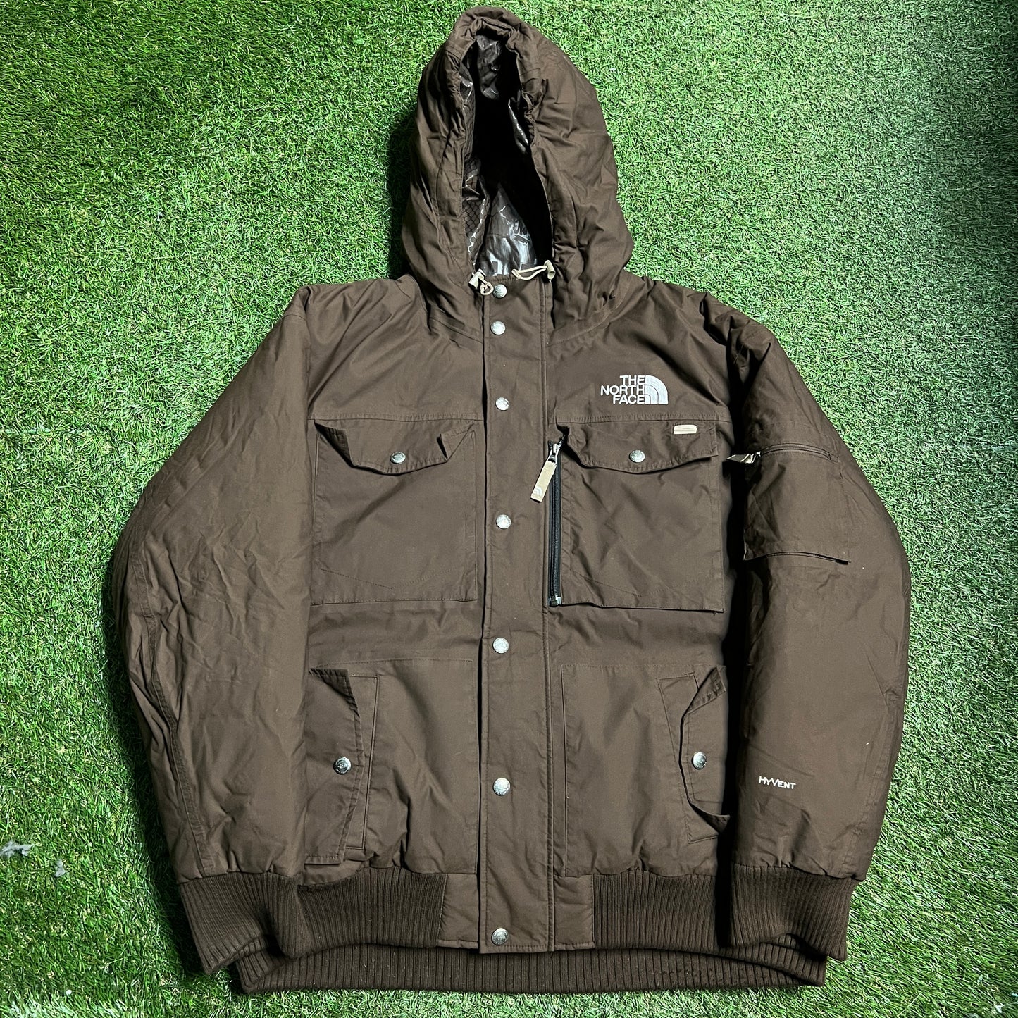 The north face hyvent brown zip up coat Size XL USED v14296