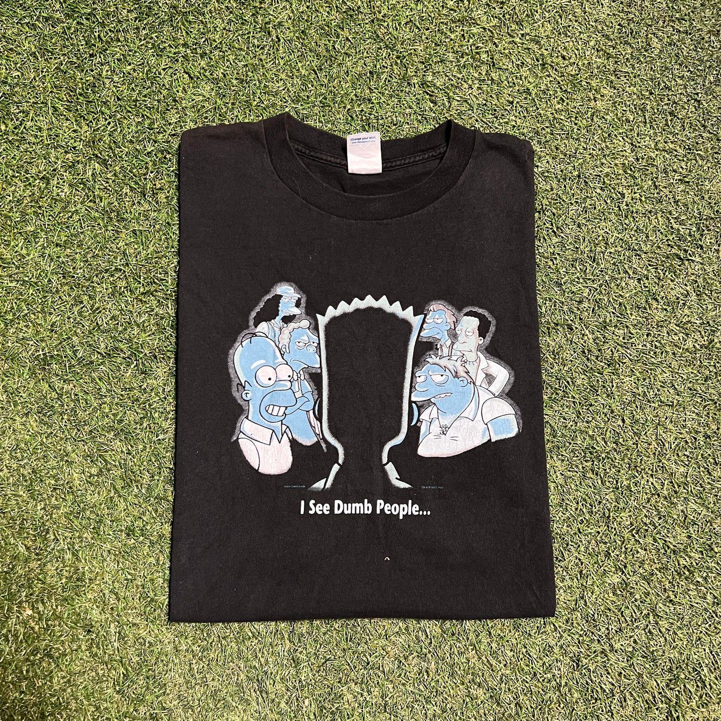 2001 The simpsons I see dumb people... tee black Size XL USED v14301