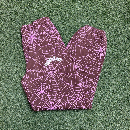 Sp5der AOP brown sweatpants Size Large NEW x9936