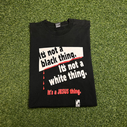 1990s "It's a Jesus Thing" Black Double Sided Tee Size Large USED v14382