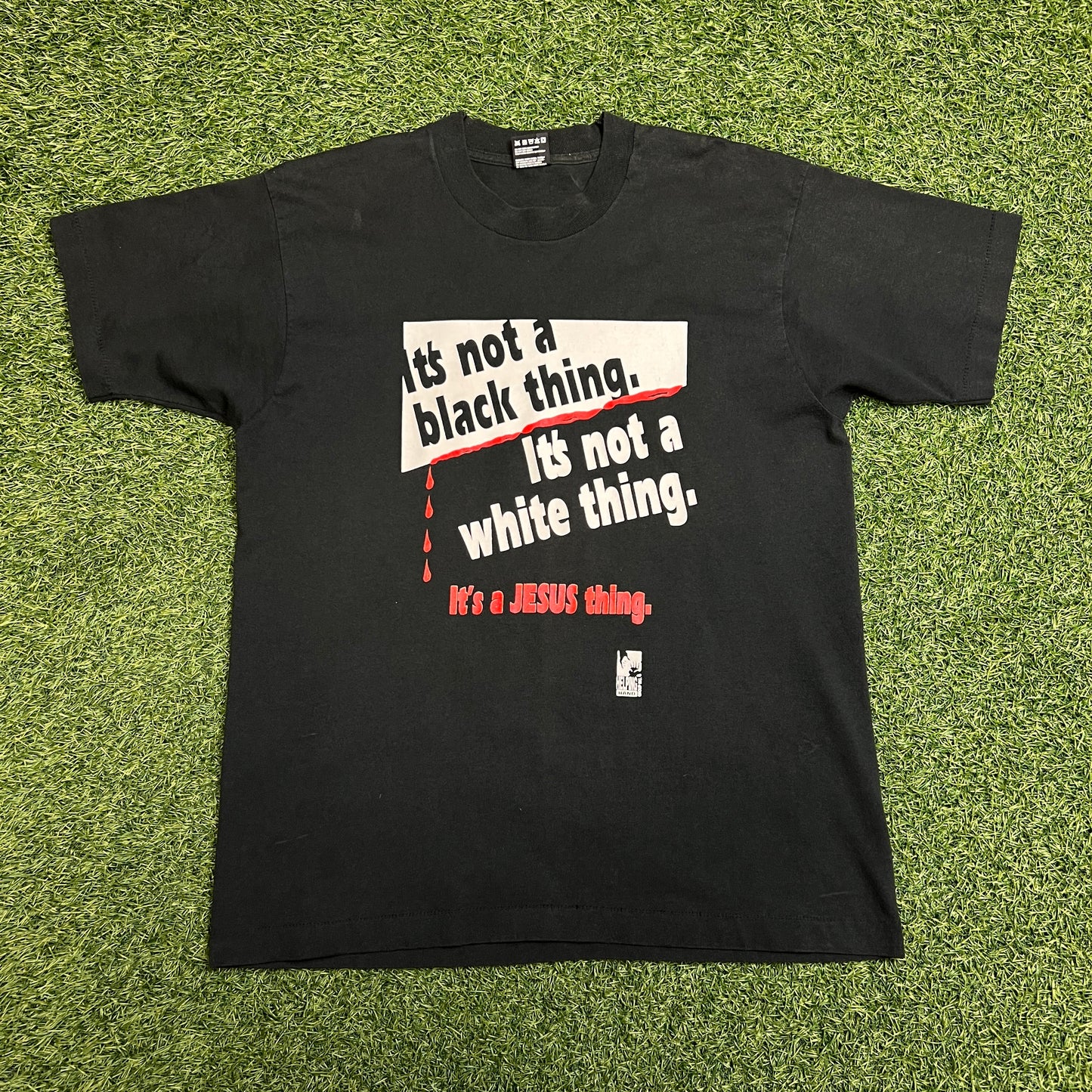 1990s "It's a Jesus Thing" Black Double Sided Tee Size Large USED v14382