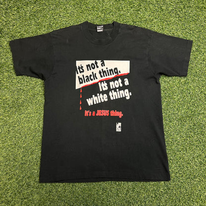 1990s "It's a Jesus Thing" Black Double Sided Tee Size Large USED v14382