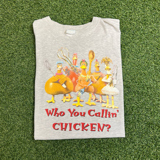 Chicken Run Who You Calling Chicken Tee Grey Size XL USED V13096