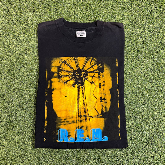 1995 REM tour tee black Size Large USED nice man tag v13856