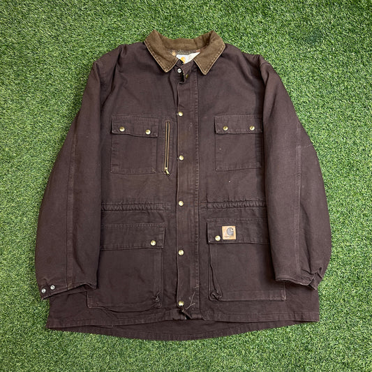 Carhartt Brown Collared Jacket w/ Lining Size 2XL USED v10824