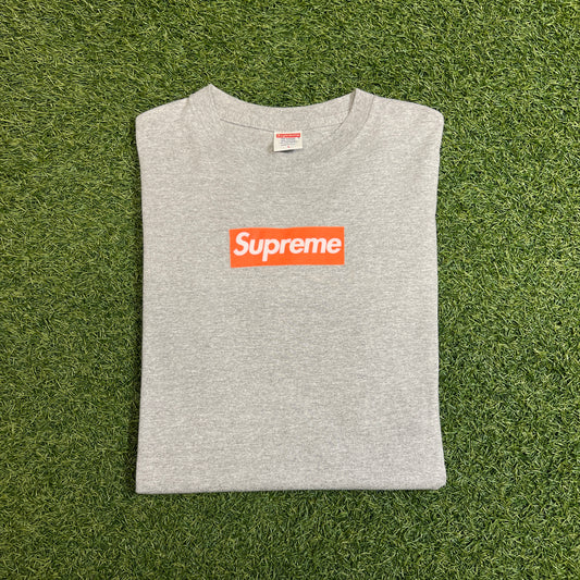 Supreme Box Logo Safety Orange 2001 Tee Grey Size Large USED x9169
