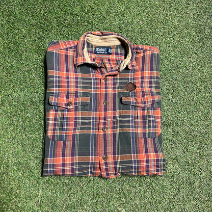 Polo ralph lauren plaid button up Size Medium USED v14275