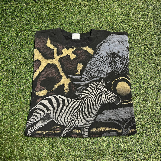 Nature Black AOP Safari Tee Size XL USED v15355